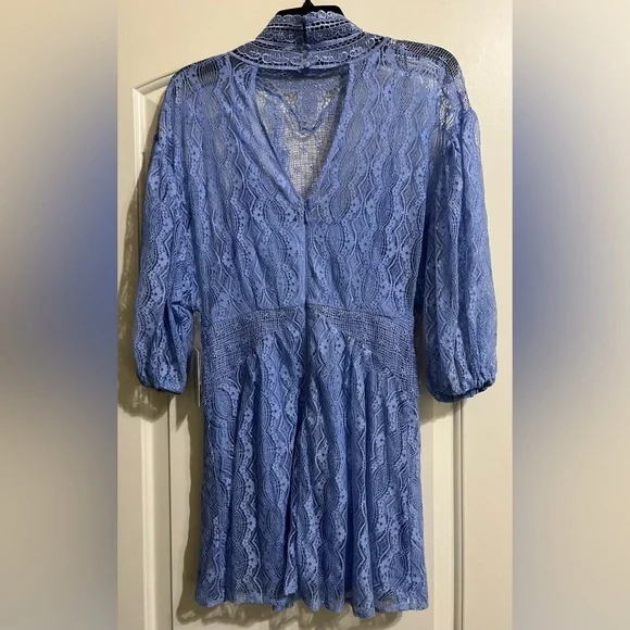 NWT Free People Blue Lace Bittersweet | Mock Neck 3/4 Dolman Sleeves Size 6 - Picture 12 of 14